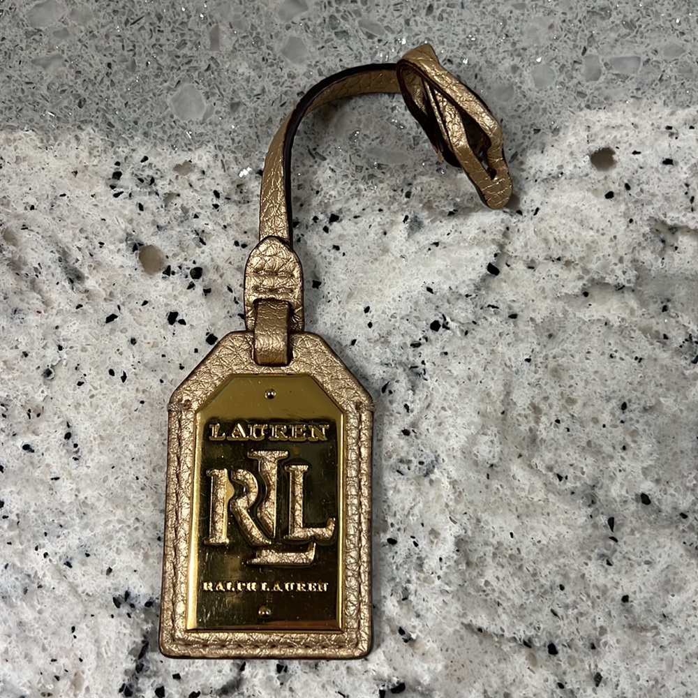 Ralph Lauren Gold Leather Purse fob / hangtag